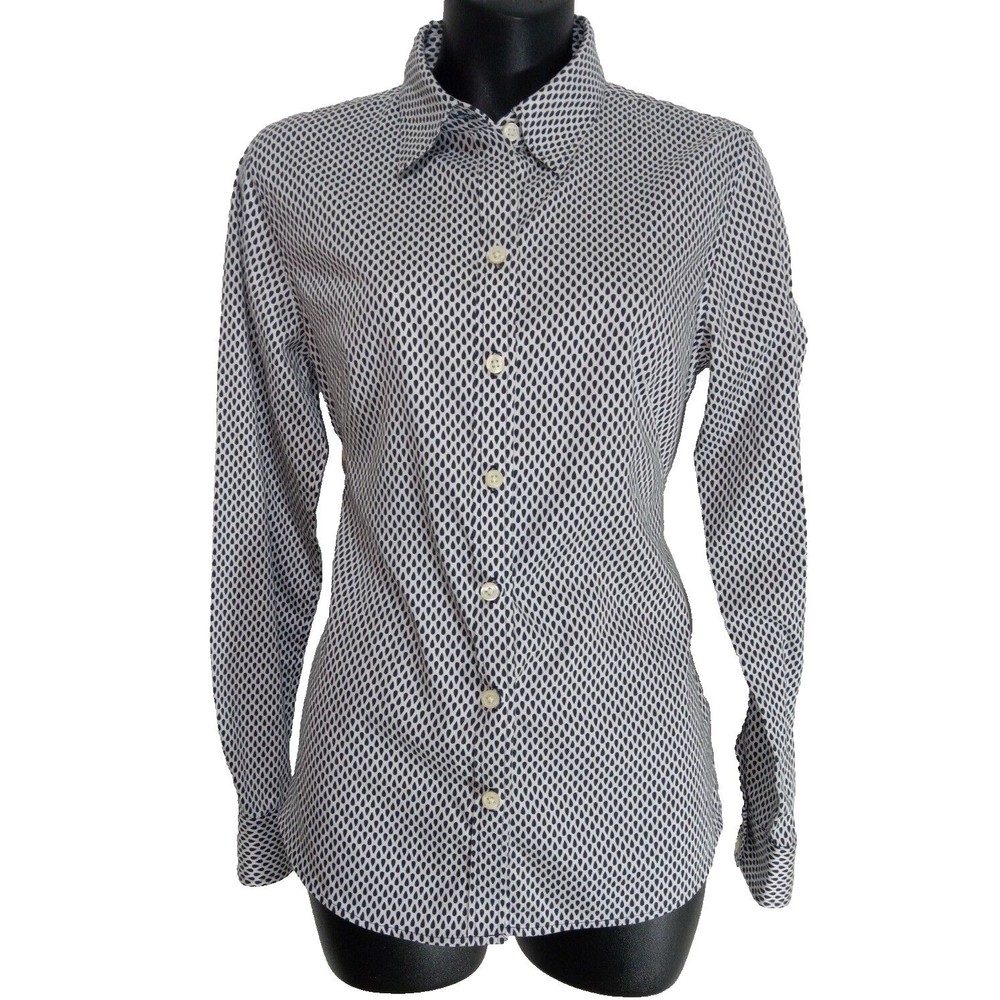 Banana Republic Women's Non Iron Shirt Business Collared Long Sleeve Geomatric 6 - Picture 2 of 9
